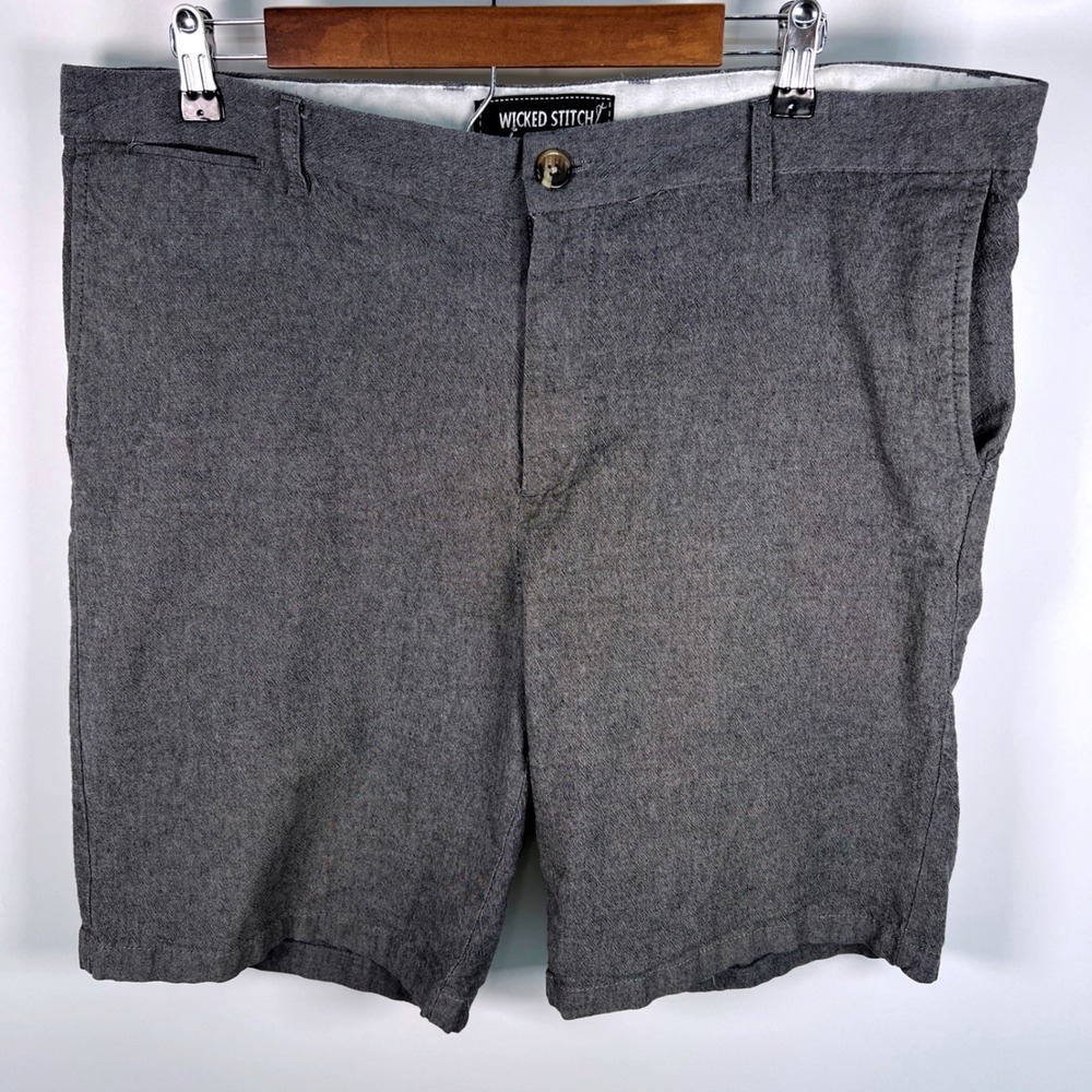 Wicked Stitch Mens Heathered Charcoal Gray Cotton Stretch Chino Shorts Size 38